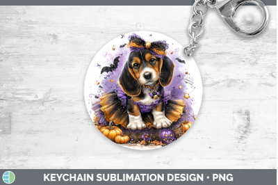 Basset Hound Keychain Dogs 03 Halloween Sublimation Keyring