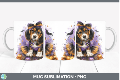 Basset Hound Mug Wrap Dogs 03 Halloween Sublimation Coffee C