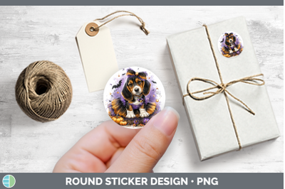 Dogs 03 Halloween Basset Hound Stickers | Round Labels Desig