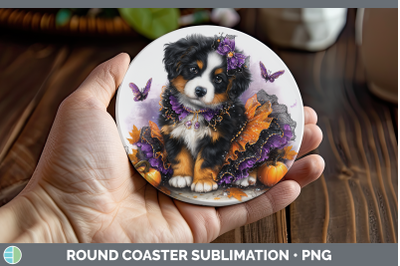 Bernese Mountain Dog Round Coaster Dogs 03 Halloween Sublima