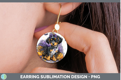 Bluetick Coonhound Round Earrings Dogs 03 Halloween Sublimat