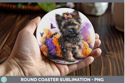 Cairn Terrier Round Coaster Dogs 03 Halloween Sublimation Co