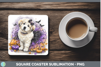Great Pyrenees Square Coaster Dogs 03 Halloween Sublimation