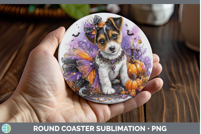 Jack Russell Terrier Round Coaster Dogs 03 Halloween Sublima