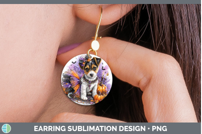 Jack Russell Terrier Round Earrings Dogs 03 Halloween Sublim
