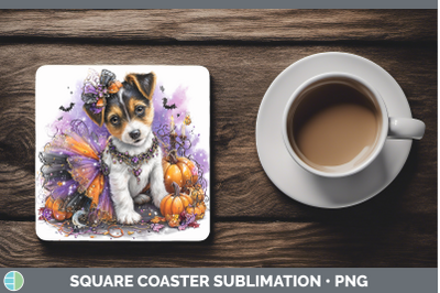 Jack Russell Terrier Square Coaster Dogs 03 Halloween Sublim