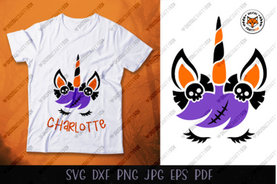 Halloween Unicorn Face SVG, Cute Unicorn Face Cut File