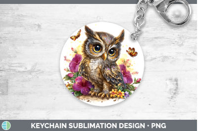 Owl Keychain Birds 01 Floral Summer Sublimation Keyring Desi