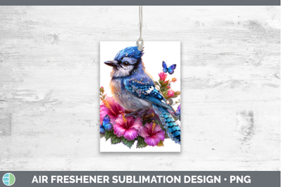 Blue Jay Air Freshener Birds 01 Floral Summer Sublimation Ca