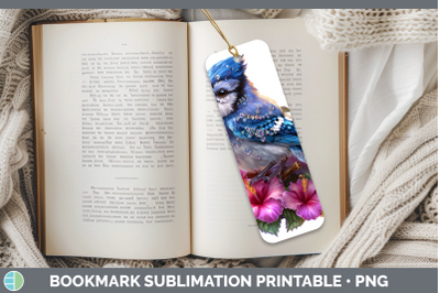 Blue Jay Bookmark Birds 01 Floral Summer Sublimation Printab