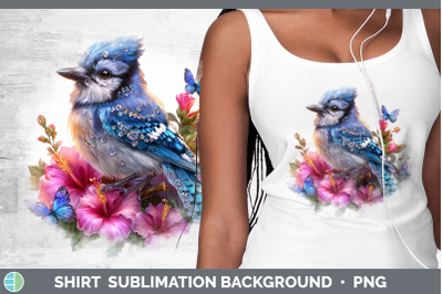 Blue Jay Shirt Birds 01 Floral Summer Sublimation Background