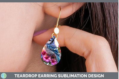 Blue Jay Teardrop Earrings Birds 01 Floral Summer Sublimatio