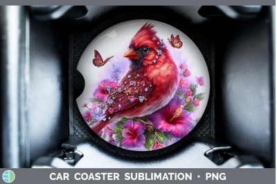 Cardinal Car Coaster Birds 01 Floral Summer Sublimation Drin