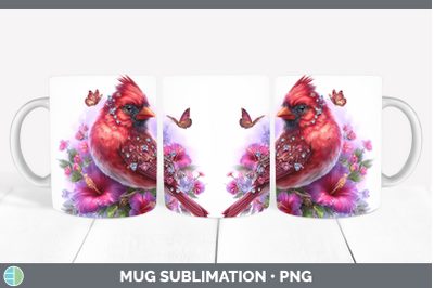 Cardinal Mug Wrap Birds 01 Floral Summer Sublimation Coffee