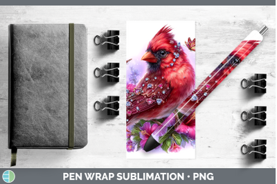 Cardinal Pen Wrap Birds 01 Floral Summer Sublimation Pen Des