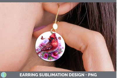 Cardinal Round Earrings Birds 01 Floral Summer Sublimation E