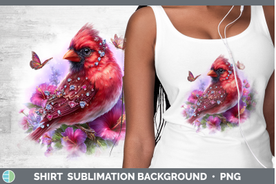 Cardinal Shirt Birds 01 Floral Summer Sublimation Background