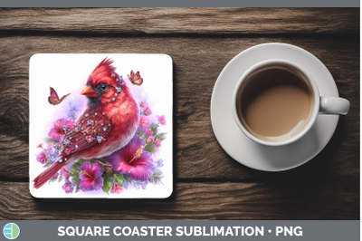 Cardinal Square Coaster Birds 01 Floral Summer Sublimation D
