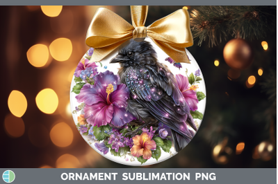Crow Ornament Birds 01 Floral Summer Sublimation Bauble Desi