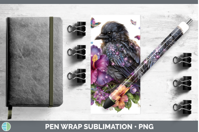 Crow Pen Wrap Birds 01 Floral Summer Sublimation Pen Designs