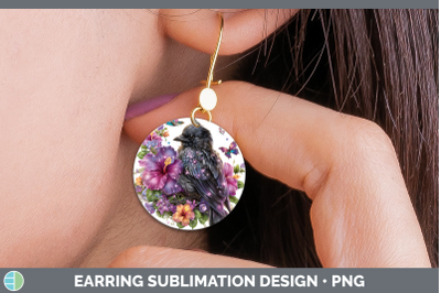 Crow Round Earrings Birds 01 Floral Summer Sublimation Earri