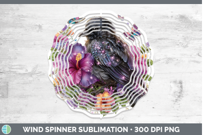 Crow Wind Spinner Birds 01 Floral Summer Sublimation Spinner