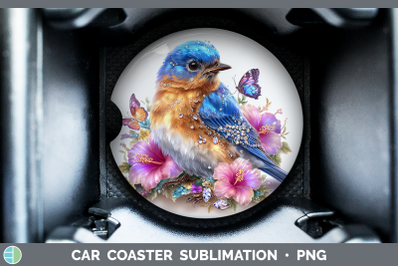 Eastern Bluebird Car Coaster Birds 01 Floral Summer Sublimat