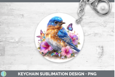 Eastern Bluebird Keychain Birds 01 Floral Summer Sublimation