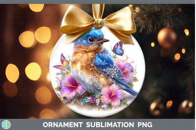 Eastern Bluebird Ornament Birds 01 Floral Summer Sublimation