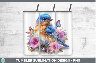 Eastern Bluebird Tumbler Birds 01 Floral Summer Sublimation