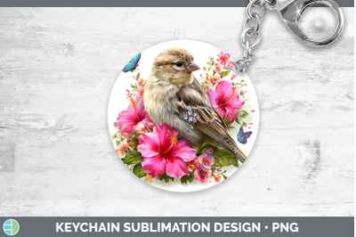 Finch Keychain Birds 01 Floral Summer Sublimation Keyring De