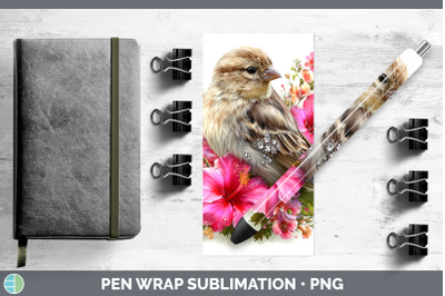 Finch Pen Wrap Birds 01 Floral Summer Sublimation Pen Design