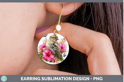 Finch Round Earrings Birds 01 Floral Summer Sublimation Earr