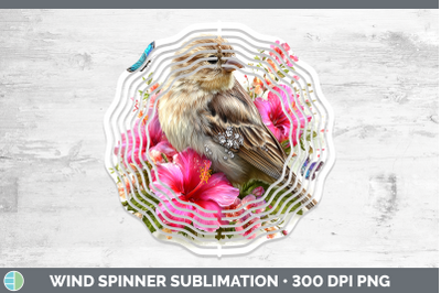 Finch Wind Spinner Birds 01 Floral Summer Sublimation Spinne