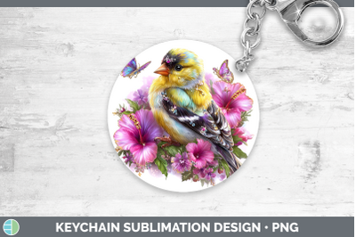 Goldfinch Keychain Birds 01 Floral Summer Sublimation Keyrin