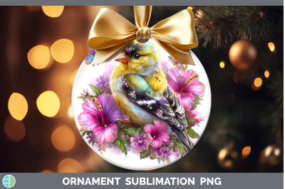 Goldfinch Ornament Birds 01 Floral Summer Sublimation Bauble