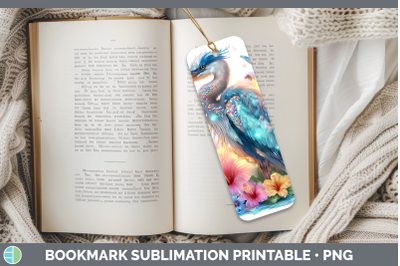 Great Blue Heron Bookmark Birds 01 Floral Summer Sublimation
