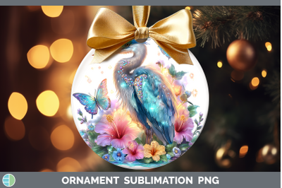Great Blue Heron Ornament Birds 01 Floral Summer Sublimation