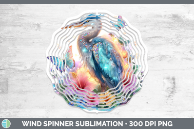 Great Blue Heron Wind Spinner Birds 01 Floral Summer Sublima