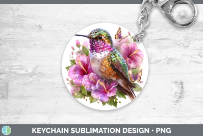Hummingbird Keychain Birds 01 Floral Summer Sublimation Keyr