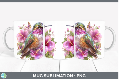 Hummingbird Mug Wrap Birds 01 Floral Summer Sublimation Coff