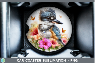 Kingfisher Car Coaster Birds 01 Floral Summer Sublimation Dr