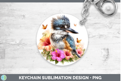 Kingfisher Keychain Birds 01 Floral Summer Sublimation Keyri