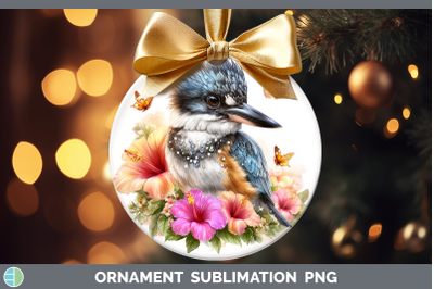 Kingfisher Ornament Birds 01 Floral Summer Sublimation Baubl