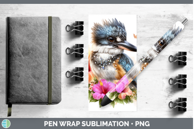 Kingfisher Pen Wrap Birds 01 Floral Summer Sublimation Pen D