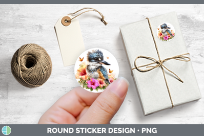 Birds 01 Floral Summer Kingfisher Stickers | Round Labels De