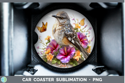 Mockingbird Car Coaster Birds 01 Floral Summer Sublimation D