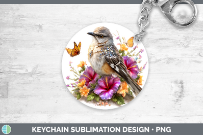 Mockingbird Keychain Birds 01 Floral Summer Sublimation Keyr