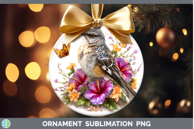Mockingbird Ornament Birds 01 Floral Summer Sublimation Baub