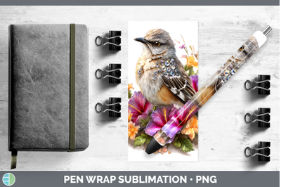 Mockingbird Pen Wrap Birds 01 Floral Summer Sublimation Pen